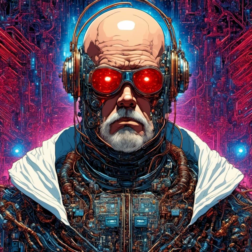 Cyberpunk Portrait of Man with Cybernetic Implants