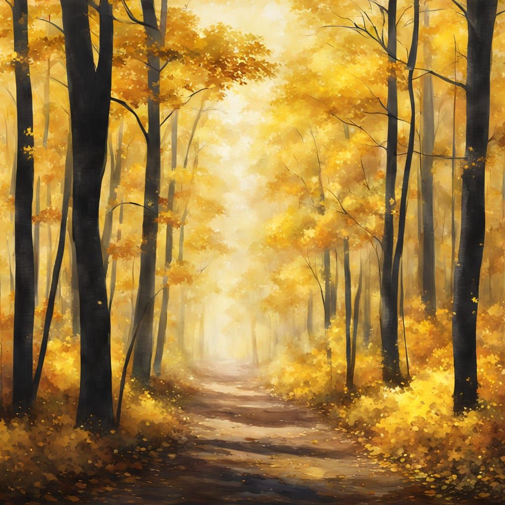 Vibrant Yellow Forest in Autumn