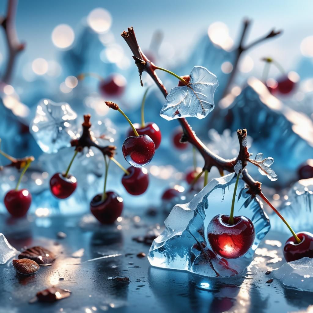 Frozen Cherry: A Cryogenic Macro Photograph