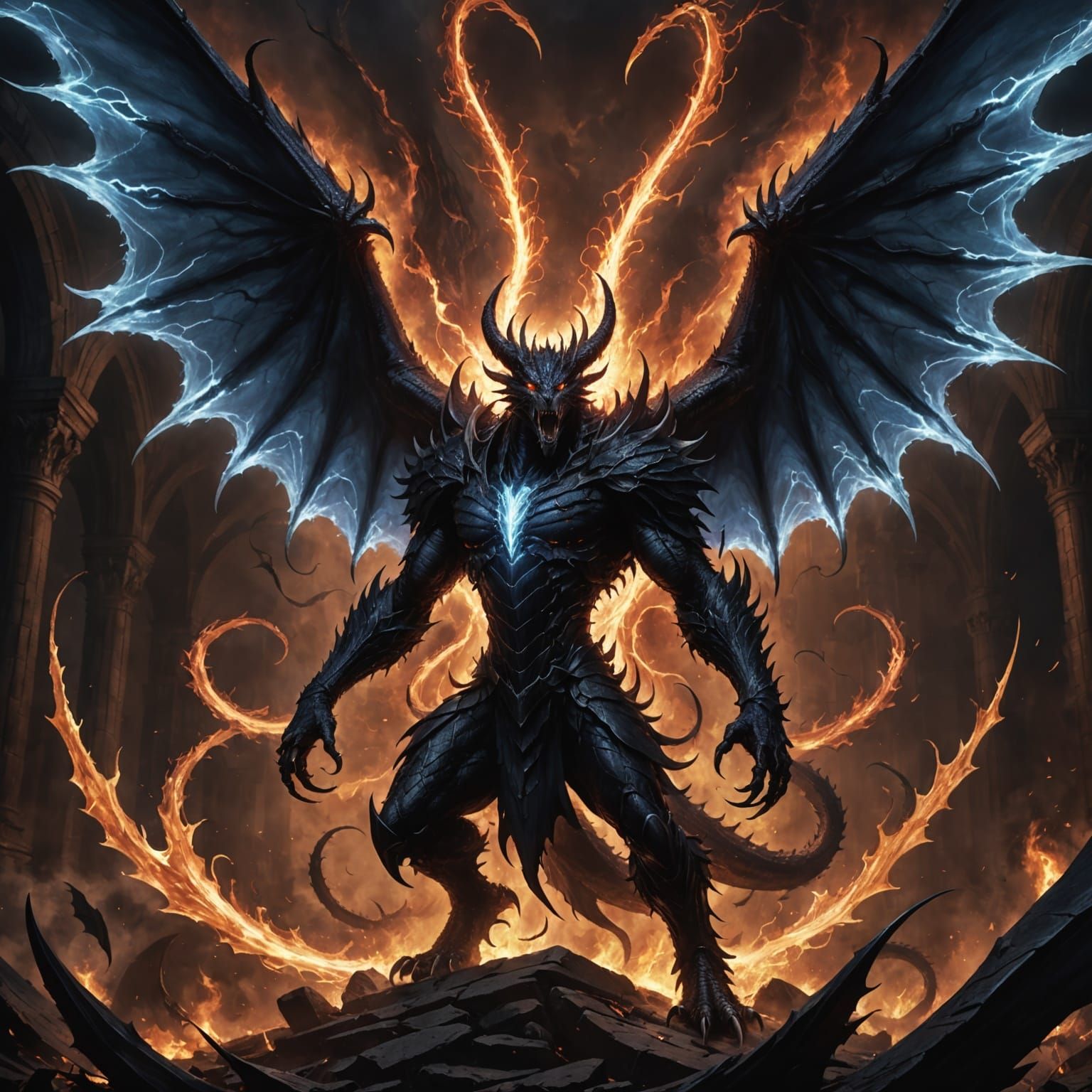 Dark Demonic Bahamut Unleashes Primal Fury in Hyper-Realisti...