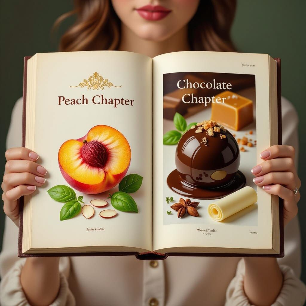 Peach and Chocolate Book in Photorealistic Style