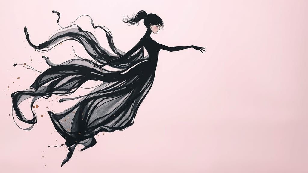 Ethereal Monochrome Goddess in Swirling Ink