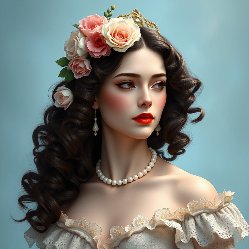 Timeless Victorian Beauty in Lavish Digital Painting