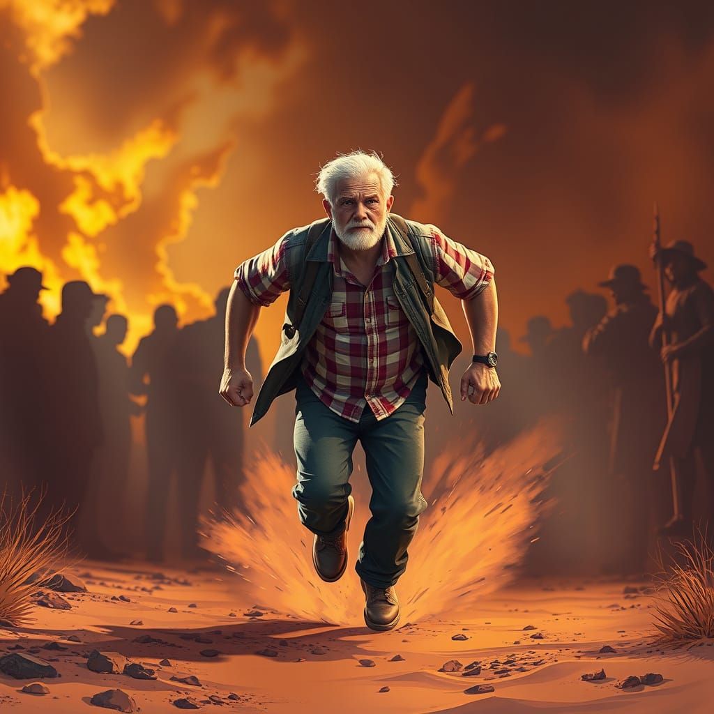 Heroic Father Figure in Vibrant Digital Art Style