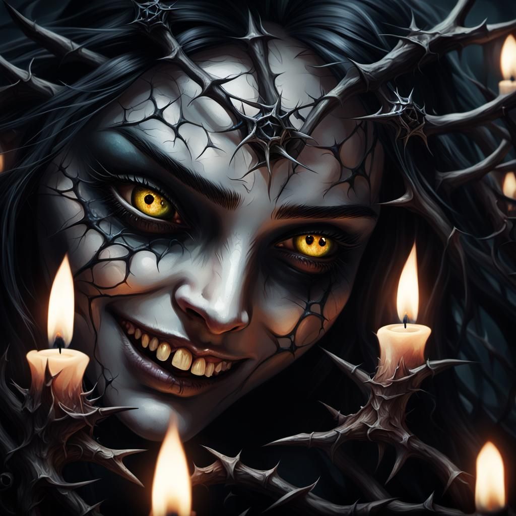 Dark Fantasy Witch Portrait in Gothic Oil Painting Style