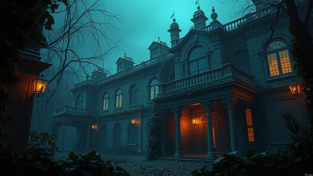 Abandoned Gothic Hospital in a Dark Mystical Atmosphere