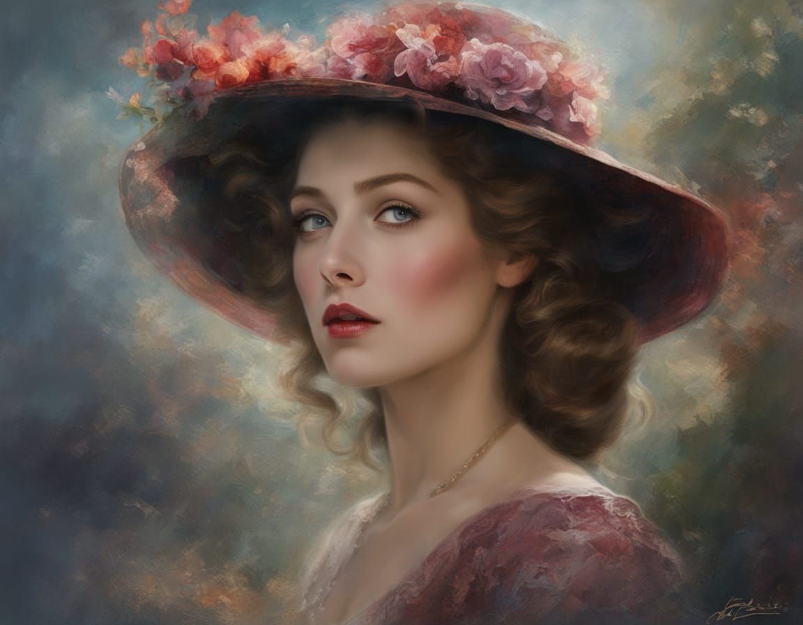 Loretta Young Portrait in Hyperrealistic Impasto Style