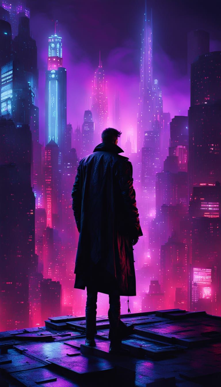 Cyberpunk Vampire Rules a Futuristic Cityscape
