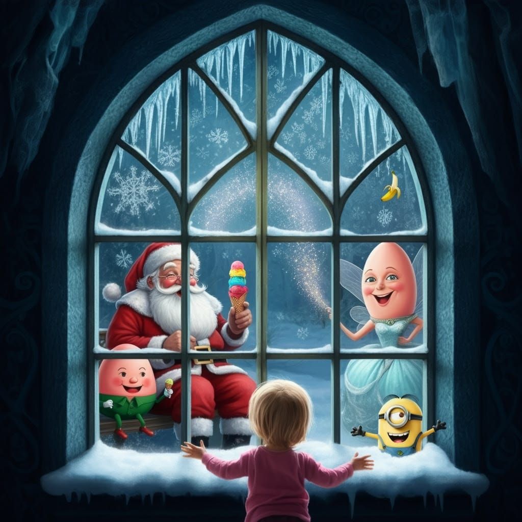 Whimsical Winter Wonderland Scene in Dreamlike Illustration...