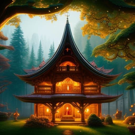 Fairytale Gingerbread House in Detailed Digital Illustration