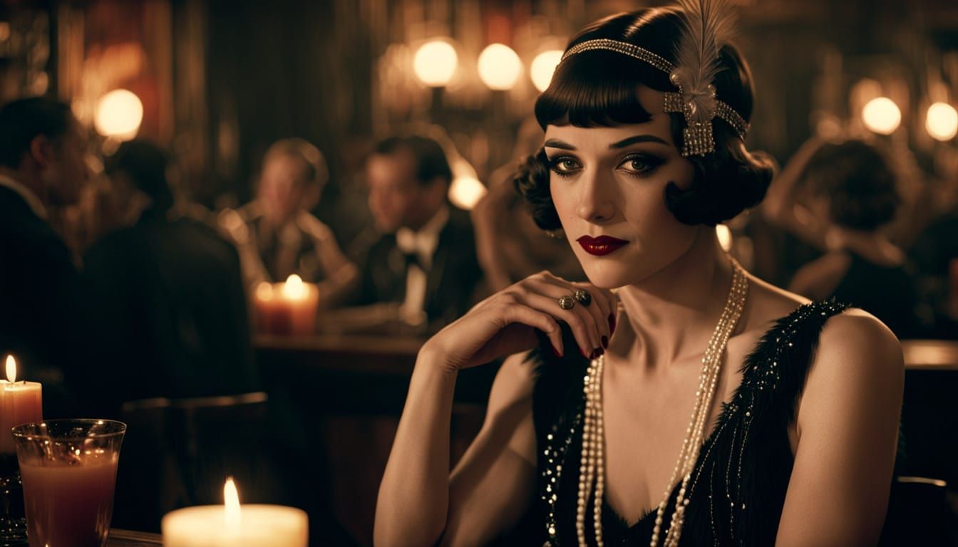 Flapper at a Speakeasy in Classic Hollywood Style