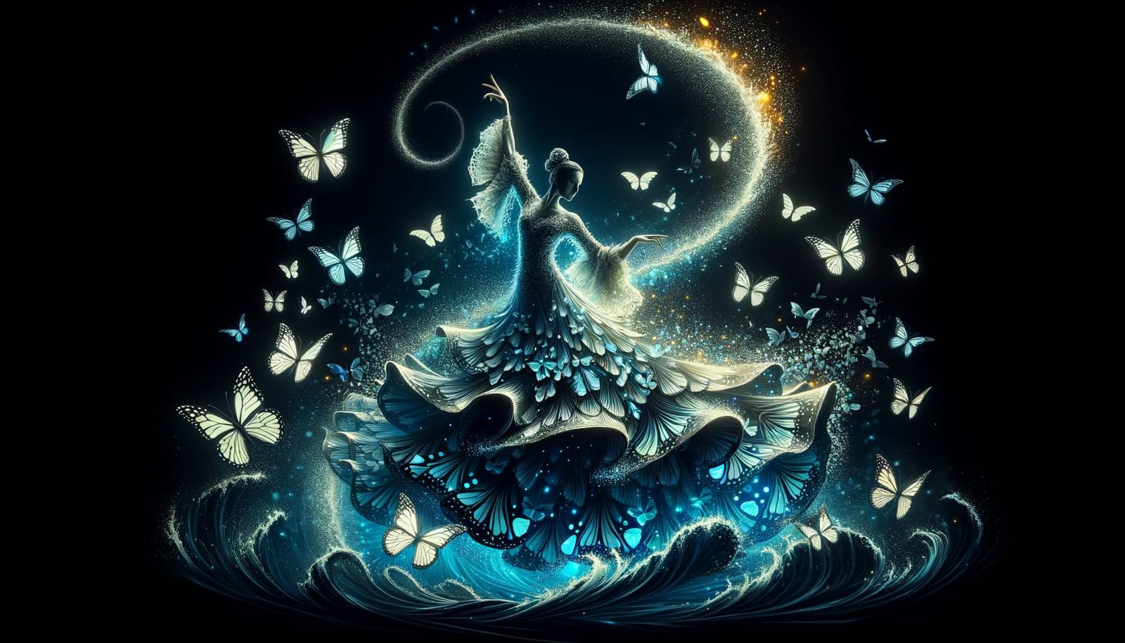 Bioluminescent Butterfly Flamenco Dancer Conceptual Art