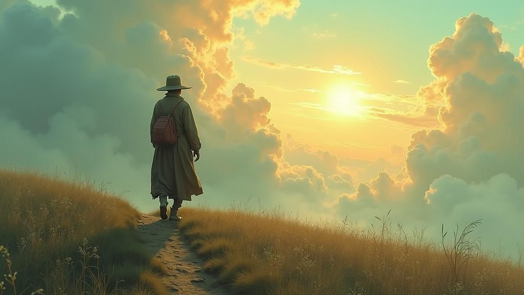 Mystical Figure Descending: Impressionistic Surrealism