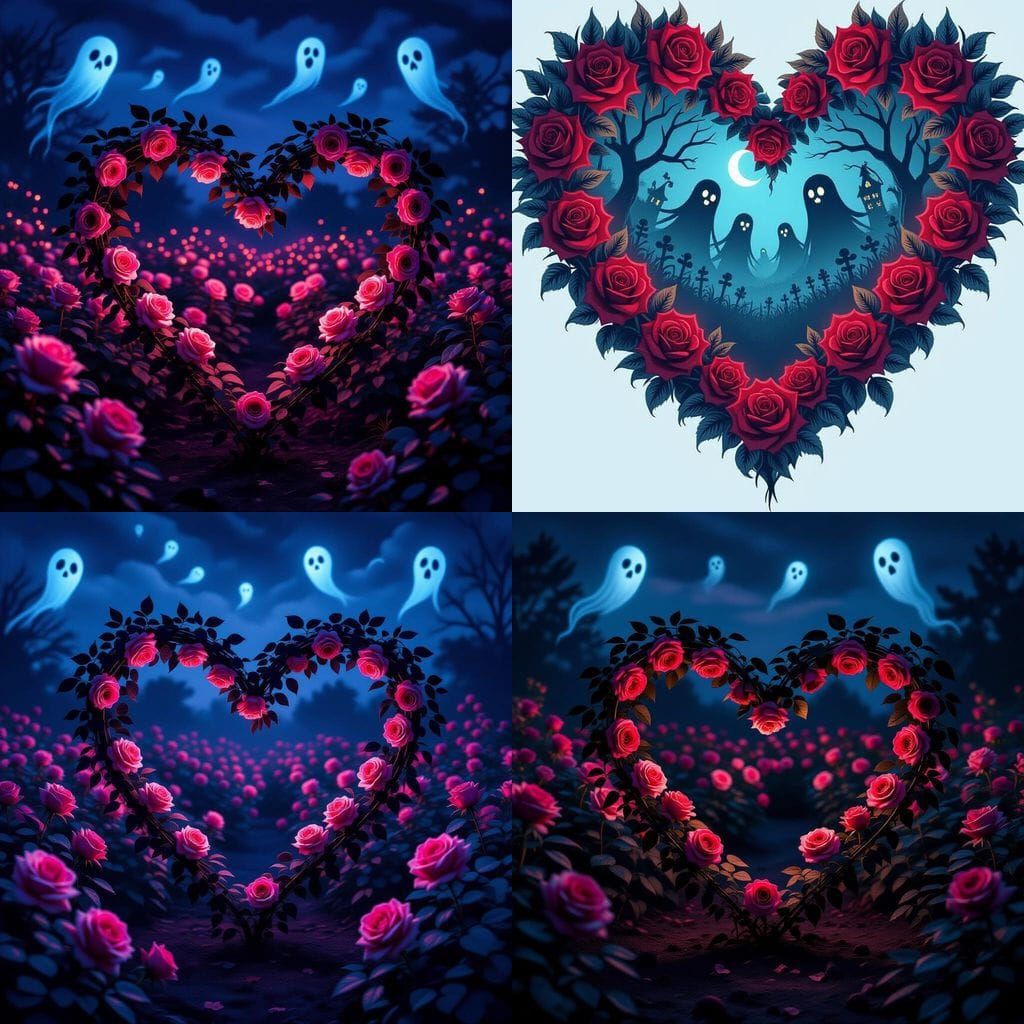 Eerily Glowing Roses in Spooky Valentine Garden