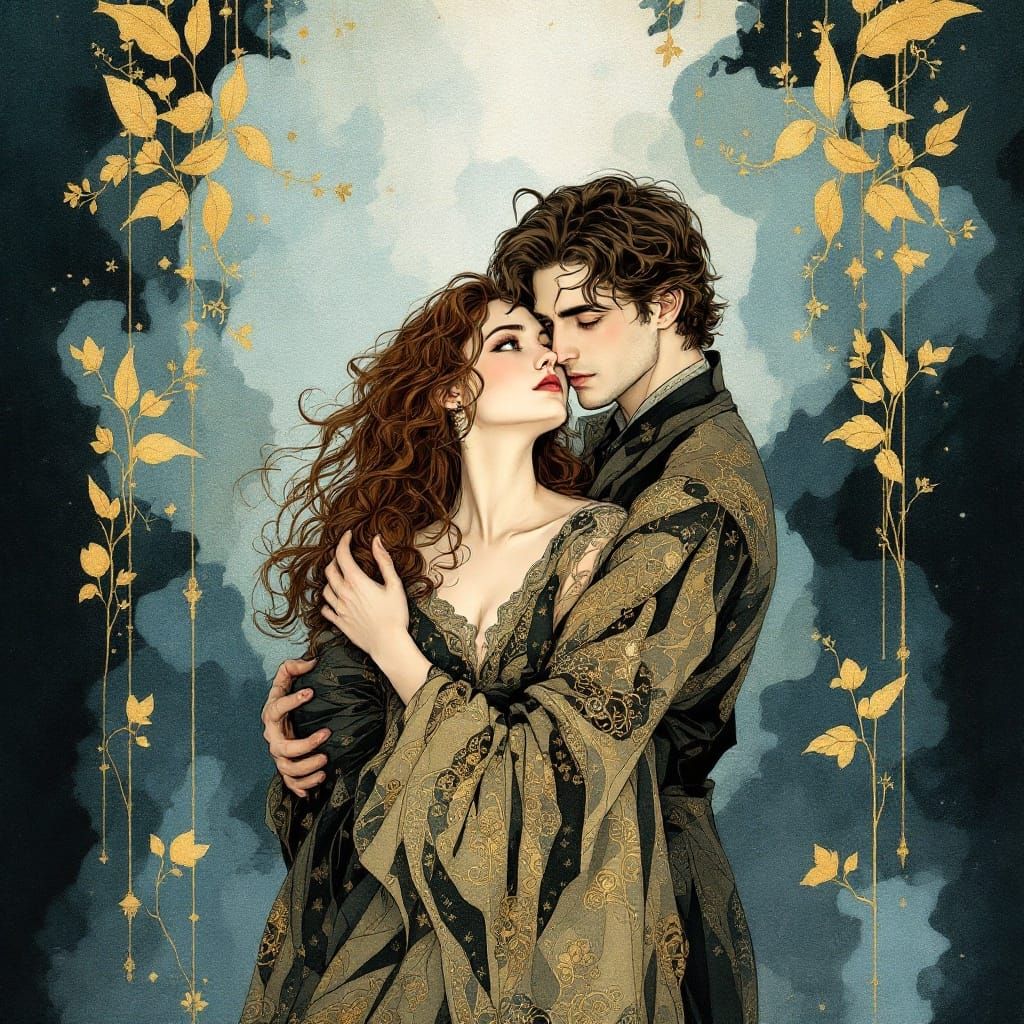 Ethereal Art Nouveau Couple in Soft Focus