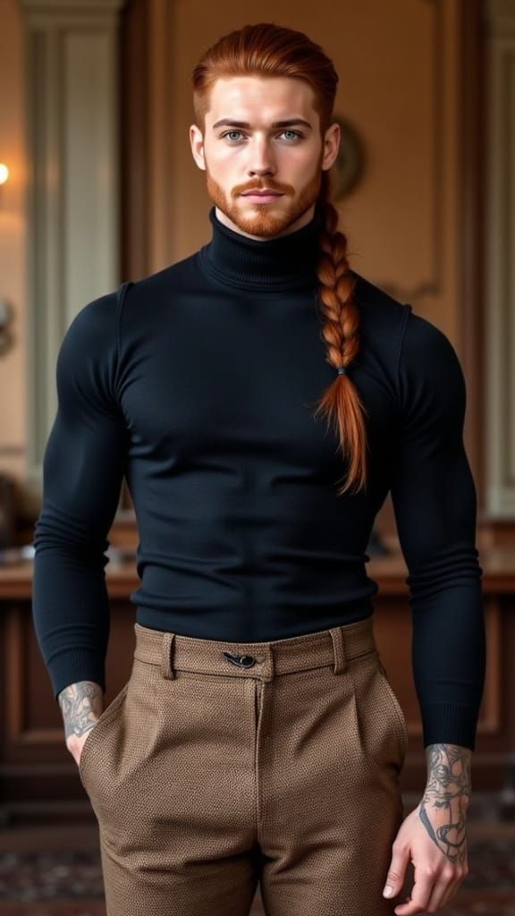 Auburn-Haired Man in Luxury Boardroom Setting