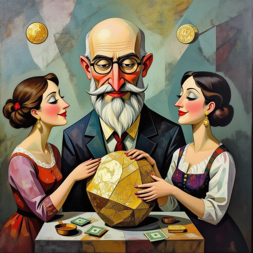 Surrealist Mage with Women in Chagall Style