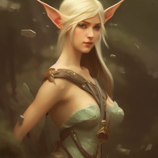 Fantasy Elf Portrait in Art Nouveau Style
