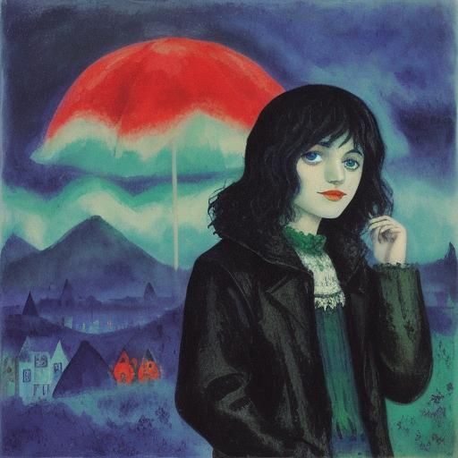 Rainy Vampire Day on Alien Planet: Expressionist Art