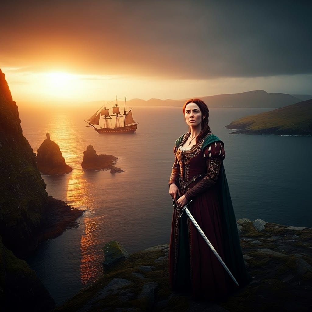 Ireland's Pirate Queen on Windswept Cliffs in Vibrant Matte ...