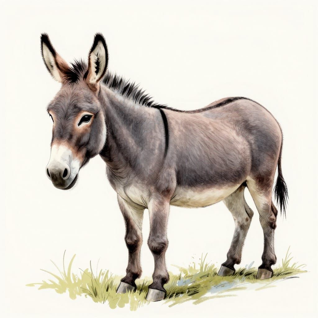 Sketch Drawing of Donkeys