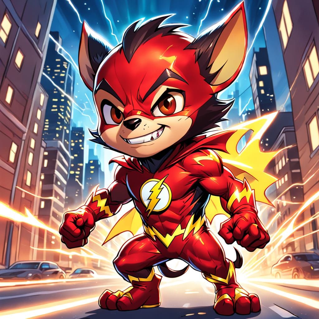 Chibi Taz Devil as The Flash in Comic Book Art