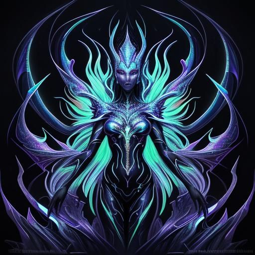 Luminous Neon Glass Woman Statue in Milk Bath