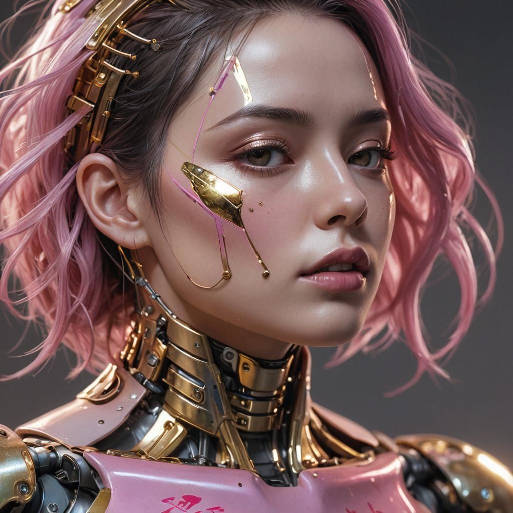 Sorayama Style Robot Girl Portrait