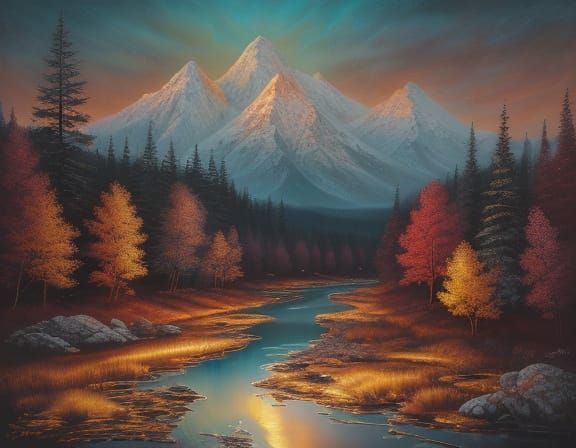 Surreal Wax Landscape With Glowing Flames