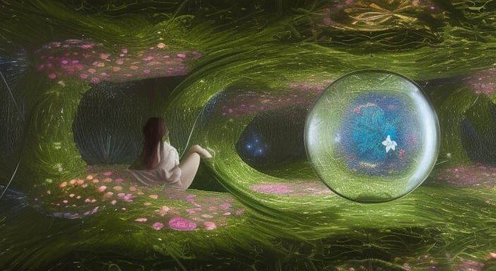 Futuristic Stargazing Platform with Mycelium Network, Digita...