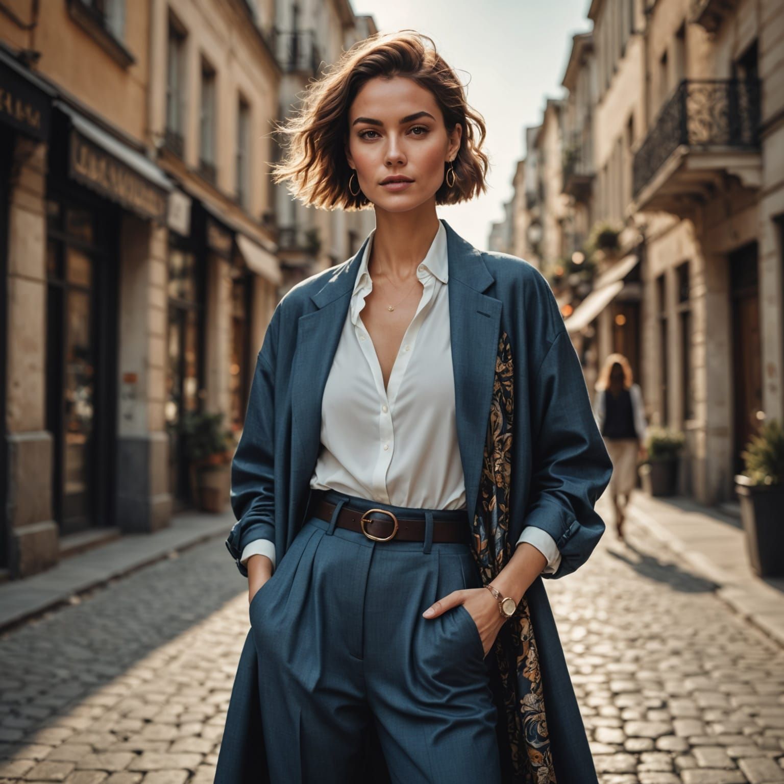 Stylish Woman Posing: Digital Fashion Illustration