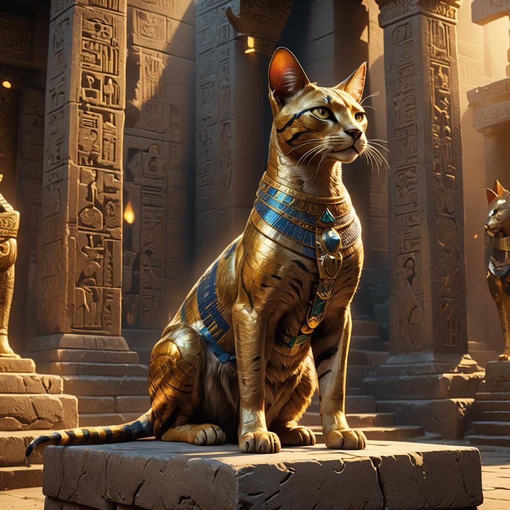 Bastet in Mystical Temple: Fantasy Concept Art