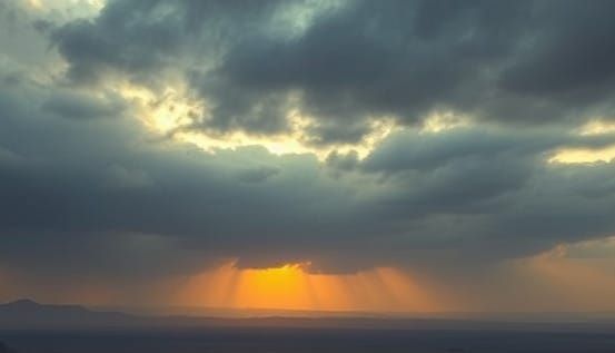 Surreal Desert Landscape Under Darkened Skies