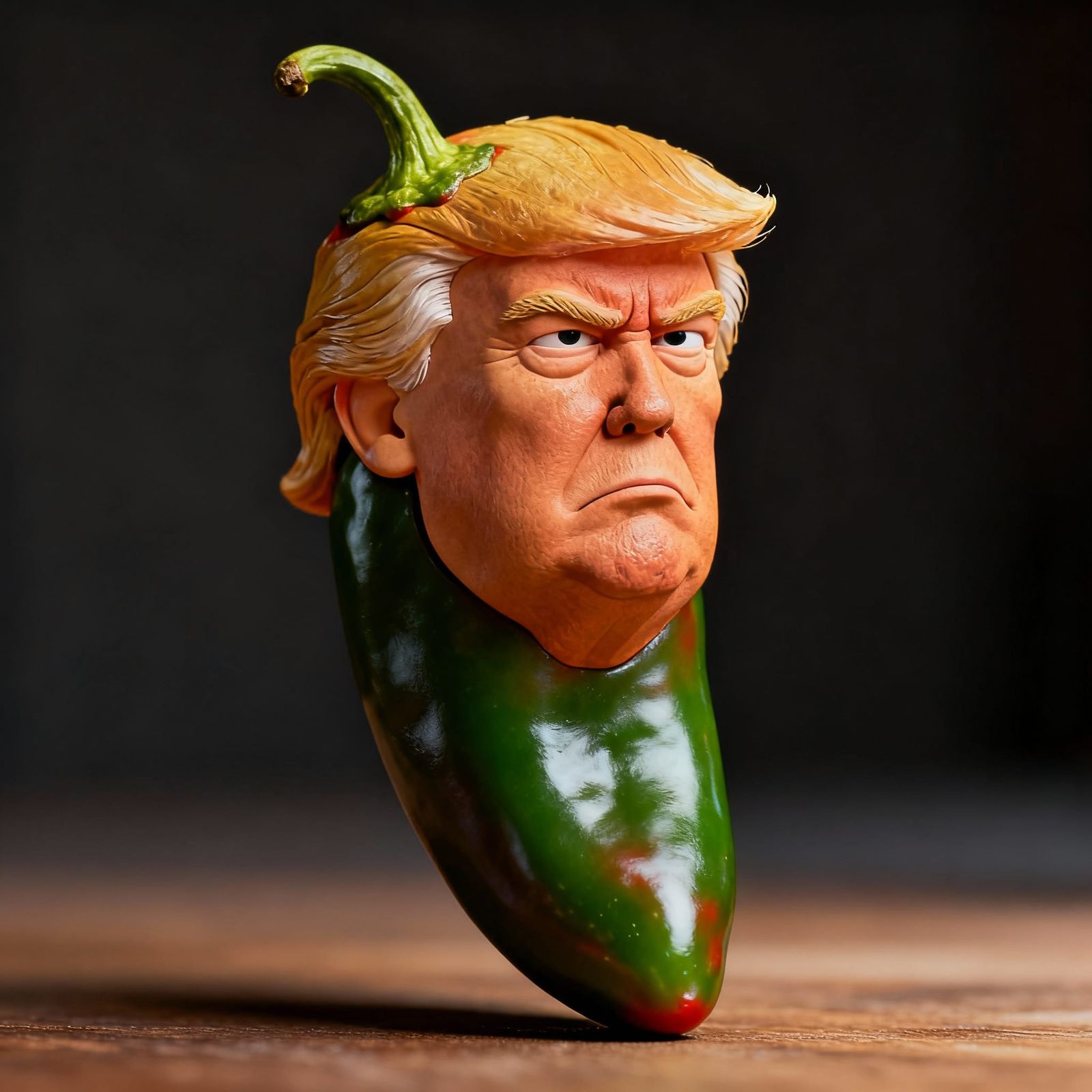 Donald Trump as Anthropomorphic Jalapeno Pepper Caricature