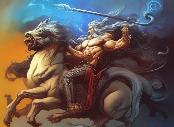 Odin Rides Sleipnir in Fantasy Art Style