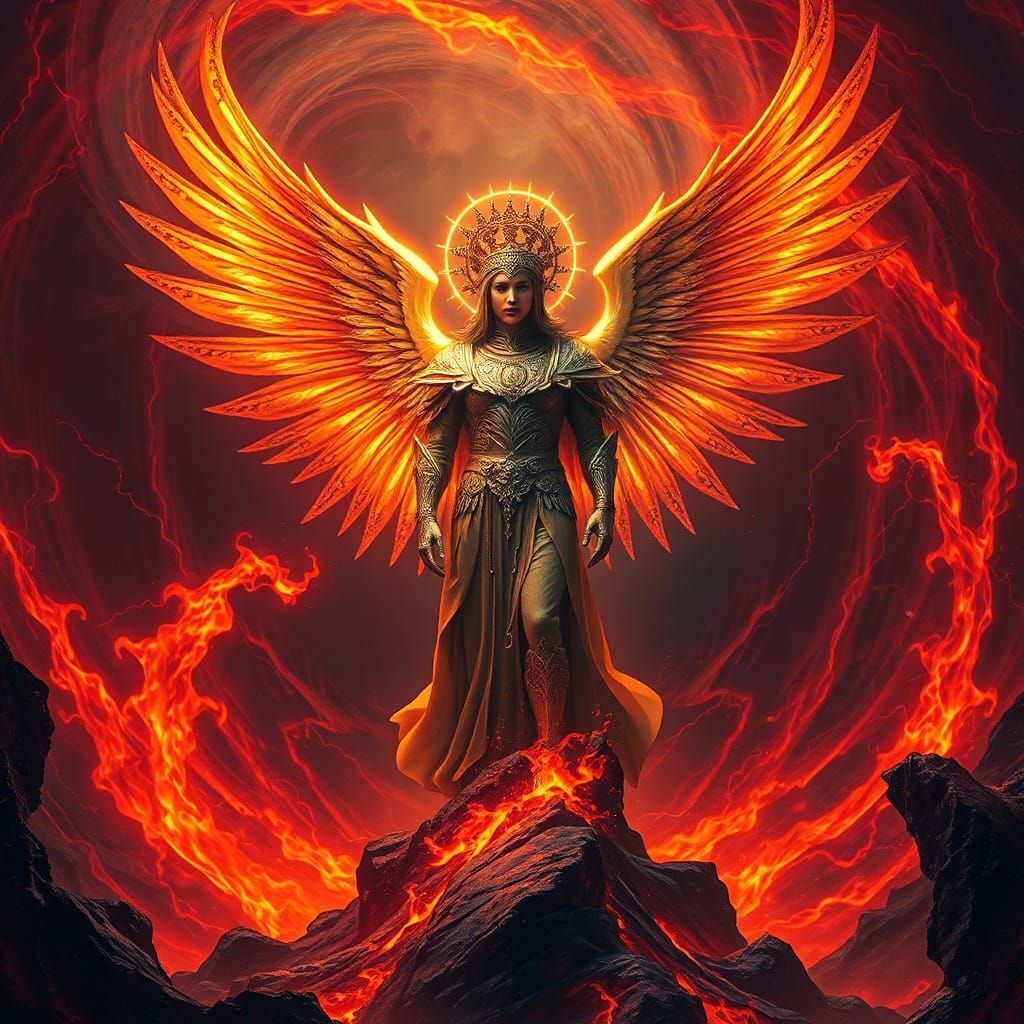 Radiant Angel in Hellish Realm: Holographic 8k