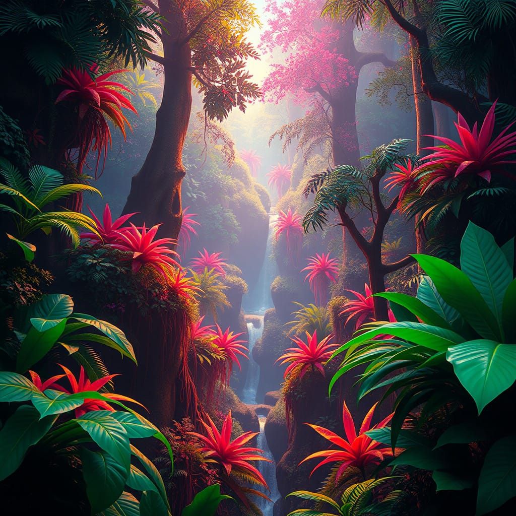 Vibrant Rainforest Dreamscape in Unreal Engine 5 Style