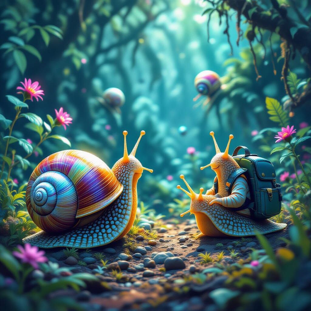 Snail Watches Alien Snails Play Bioluminescent Game