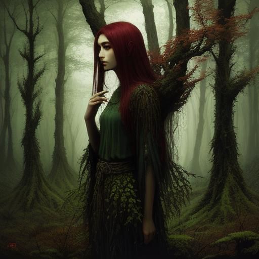Ethereal Forest Fairy in Beksinski Style