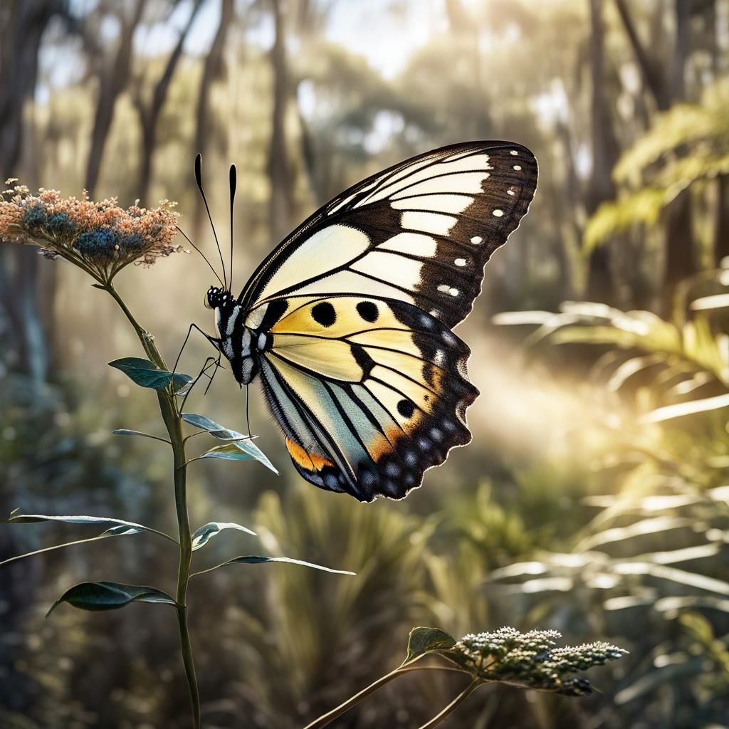 Butterfly in Australian Bushland: Watercolor Art