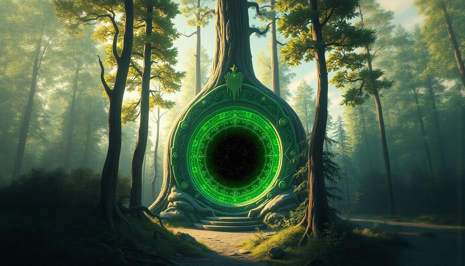 Enchanted Forest Portal: A Magical Green Vision