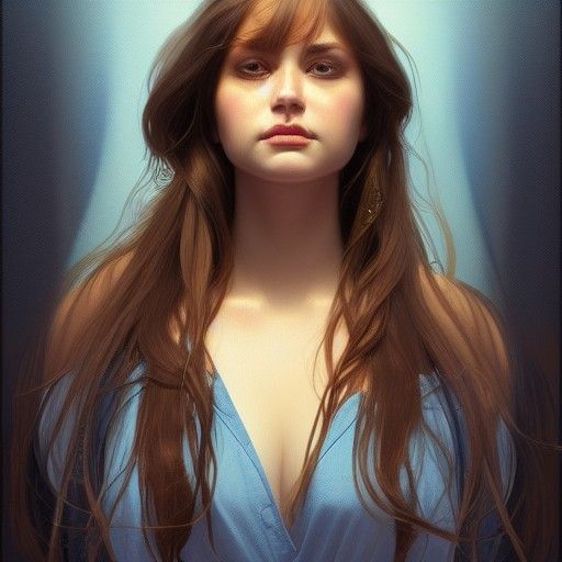 Detailed Portrait of Girl with Blue Eyes
