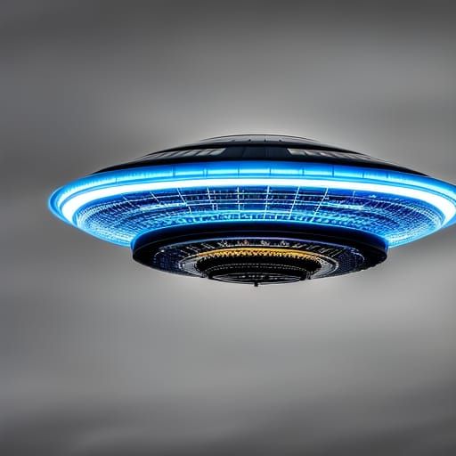 Hyperrealistic UFO with Crew in Atmospheric Shot