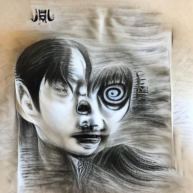 Ju-On Ghost Child in Charcoal Drawing Style