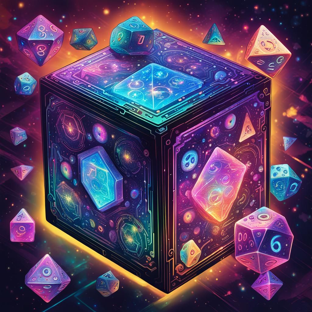 Cyberpunk Dice Astral Holographic Illustration