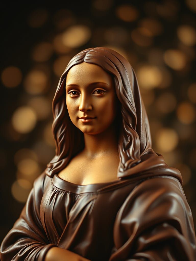 Mona Lisa Sculpture Crafted from Chocolate