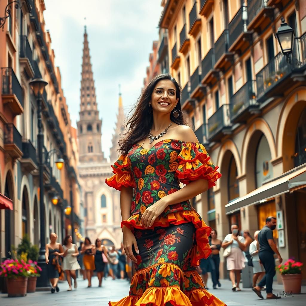 Flamenco Dancer in Barcelona: A Surreal Impression