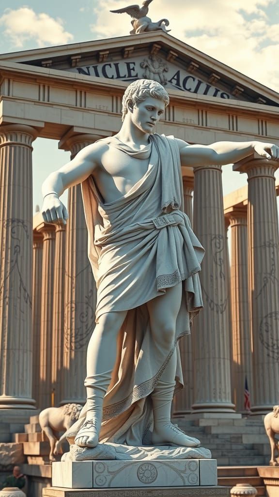 Classical Roman Man in Temple Setting