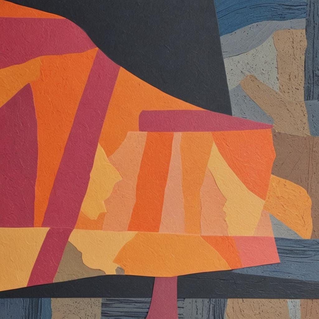 Embossed Paper Tree: Abstract Collage Art