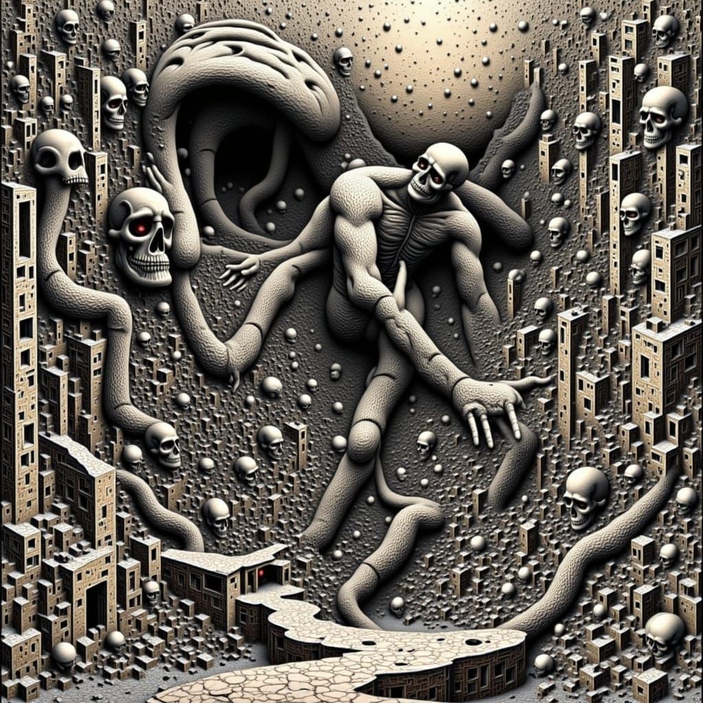 Distorted Finger in a Dreamlike Landscape